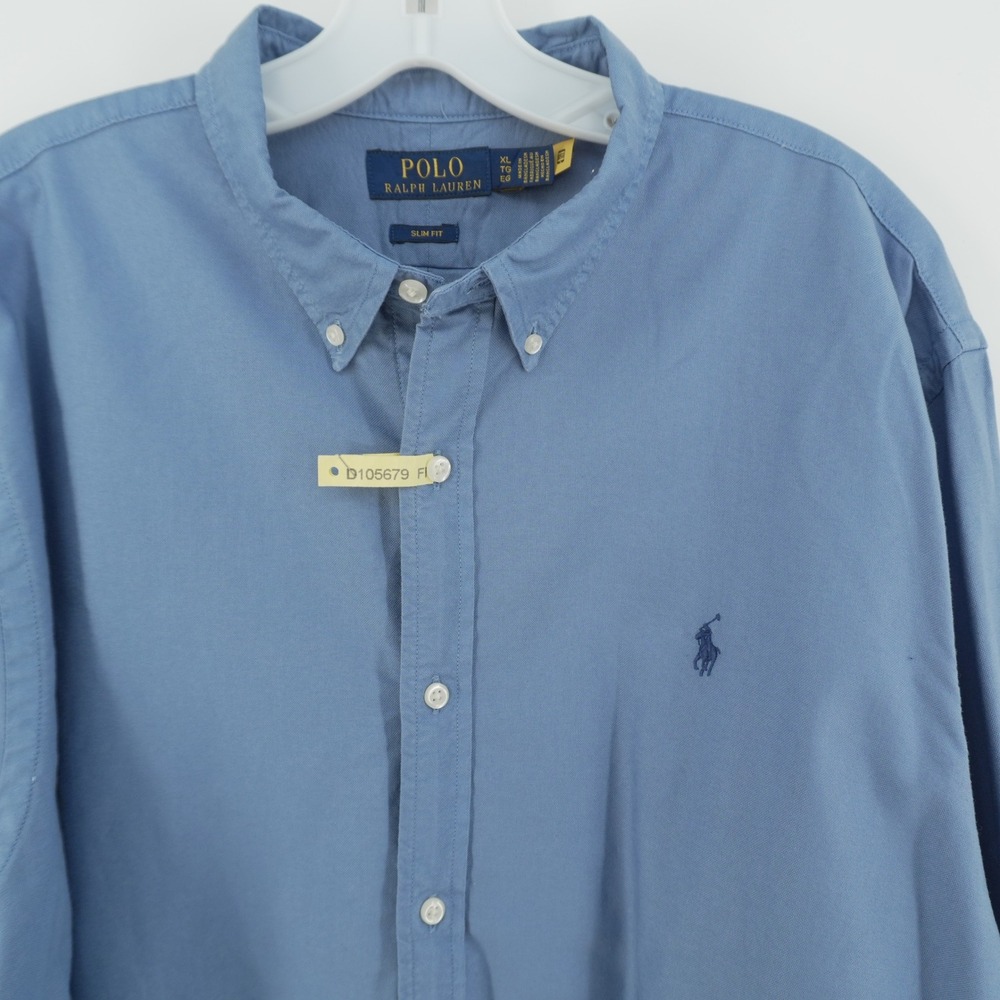 Polo Ralph Lauren Button Down Mens XL Blue Slim Fit Long Sleeve Cotton Shirt